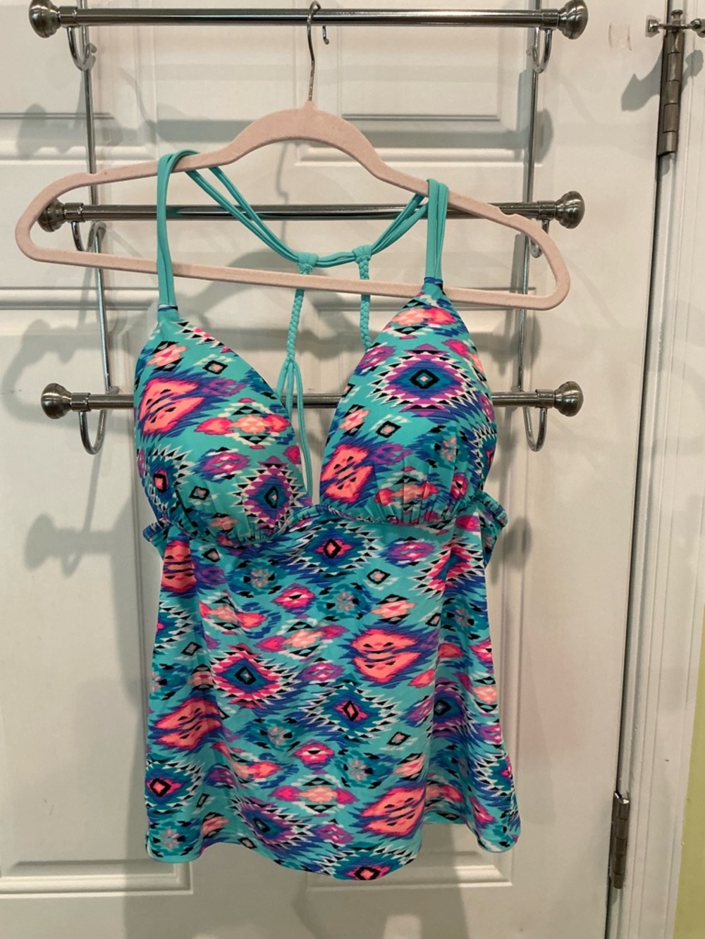 Arizona Jean Company Turquoise Pink Aztec Tankini Top